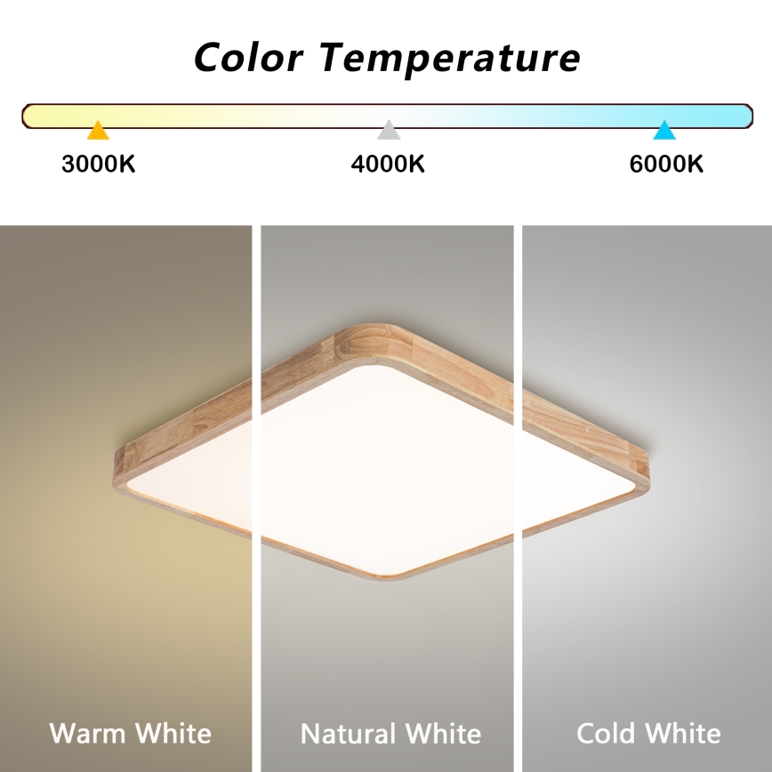 Brilagi - Ściemniwalna lampa sufitowa WOODLINE SQUARE LED/80W/230V 3000-6000K dąb 60x60 cm + pilot zdalnego sterowania