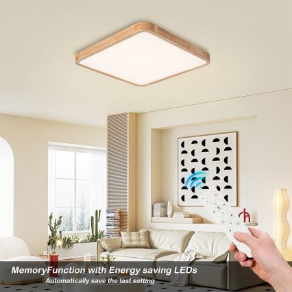 Brilagi - Ściemniwalna lampa sufitowa WOODLINE SQUARE LED/80W/230V 3000-6000K dąb 60x60 cm + pilot zdalnego sterowania