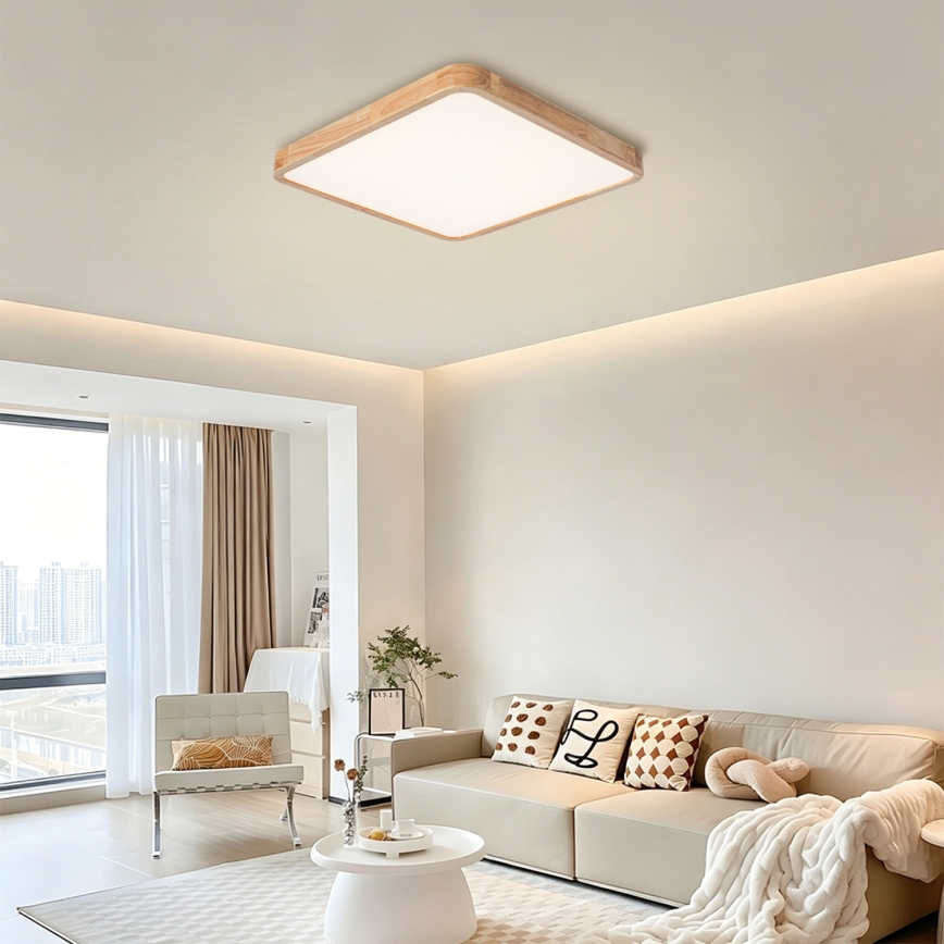 Brilagi - Ściemniwalna lampa sufitowa WOODLINE SQUARE LED/80W/230V 3000-6000K dąb 60x60 cm + pilot zdalnego sterowania