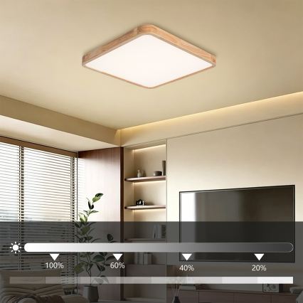 Brilagi - Ściemniwalna lampa sufitowa WOODLINE SQUARE LED/80W/230V 3000-6000K dąb 60x60 cm + pilot zdalnego sterowania