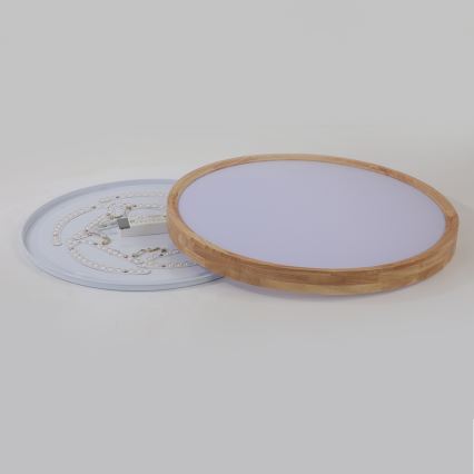 Brilagi - ściemnialna lampa sufitowa LED WOODROUND LED/40W/230V 3000-6000K Ø 60 cm drewno CRI 90 + pilot zdalnego sterowania