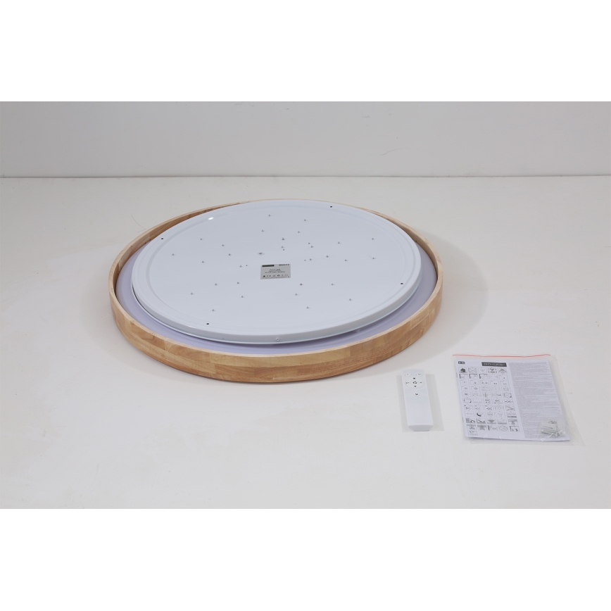 Brilagi - ściemnialna lampa sufitowa LED WOODROUND LED/40W/230V 3000-6000K Ø 60 cm drewno CRI 90 + pilot zdalnego sterowania