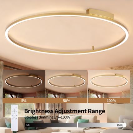 Brilagi - ściemnialna lampa sufitowa LED PORTOFINO LED/85W/230V 3000-6000K śr. 120 cm złota + pilot zdalnego sterowania