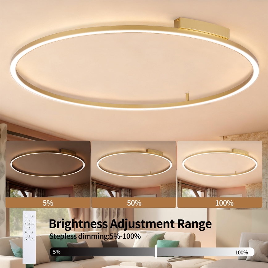 Brilagi - ściemnialna lampa sufitowa LED PORTOFINO LED/85W/230V 3000-6000K śr. 120 cm złota + pilot zdalnego sterowania