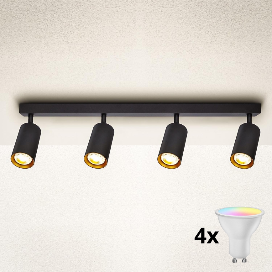 Brilagi - Ściemnialna oprawa punktowa LED RGBW SELE 4xGU10/6,5W/230V 2700-6500K czarny/złoty