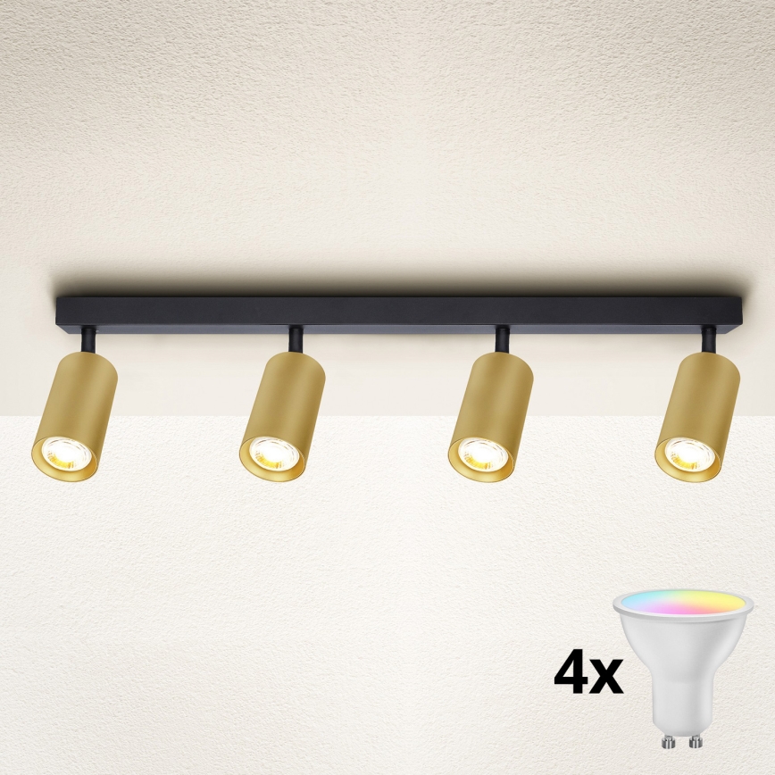 Brilagi - ściemnialna oprawa punktowa LED RGBW SELE GOLDEN 4xGU10/6,5W/230V 2700-6500K czarny/złoty