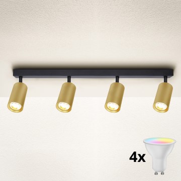 Brilagi - ściemnialna oprawa punktowa LED RGBW SELE GOLDEN 4xGU10/6W/230V 3000K czarny/złoty