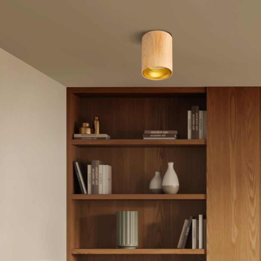 Brilagi - LED RGBW Ściemnialna oprawa punktowa TRINE 1xGU10/4,8W/230V 3000K dekor dębu + pilot zdalnego sterowania