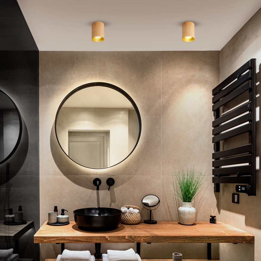 Brilagi - LED RGBW Ściemnialna oprawa punktowa TRINE 1xGU10/6W/230V 3000K dekor dębu + pilot zdalnego sterowania