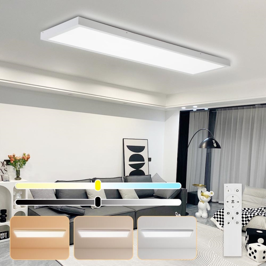 Brilagi - ściemnialna oprawa sufitowa LED do łazienki FRAME SMART LED/50W/230V 120x30 cm 3000-6000K IP44 biała + pilot zdalnego sterowania