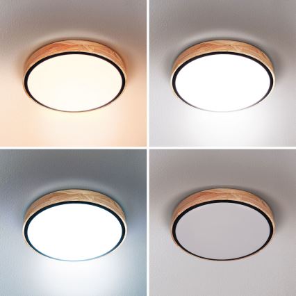 Brilagi - Ściemnialna oprawa sufitowa LED GLORIA 48W 230V 3000–6500K dąb Ø 40 cm + pilot zdalnego sterowania