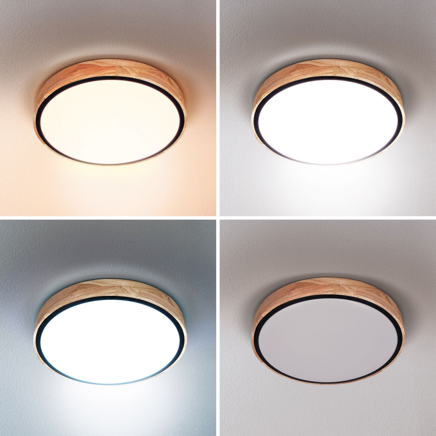 Brilagi - Ściemnialna oprawa sufitowa LED GLORIA 48W 230V 3000–6500K dąb Ø 40 cm + pilot zdalnego sterowania