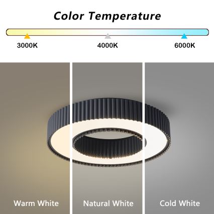 Brilagi - ściemnialna oprawa sufitowa LED LUMIX LED/48W/230V 3000–6000K czarna śr. 50 cm + pilot zdalnego sterowania