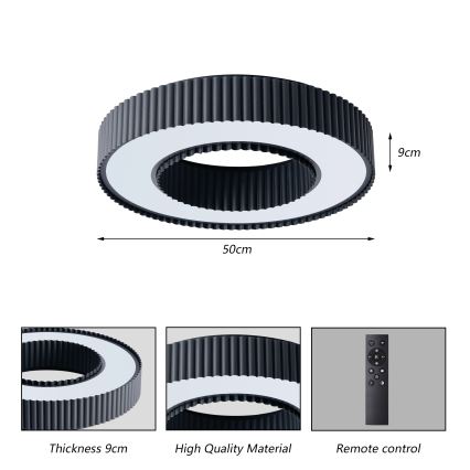 Brilagi - ściemnialna oprawa sufitowa LED LUMIX LED/48W/230V 3000–6000K czarna śr. 50 cm + pilot zdalnego sterowania