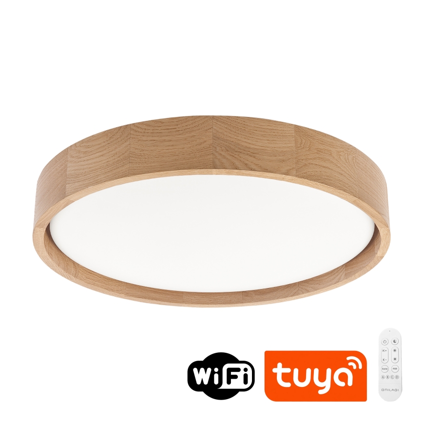Brilagi - Ściemnialna lampa sufitowa LED MANAROLA SMART LED/24W/230V 3000-6000K Wi-Fi Tuya Beacon śr. 41 cm dąb + pilot zdalnego sterowania