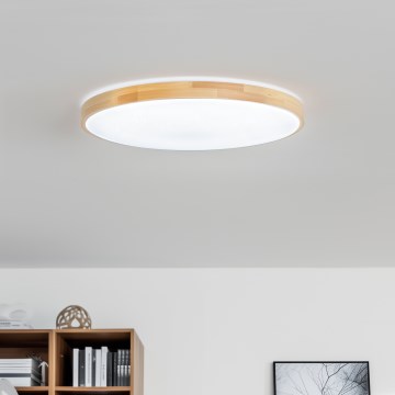 Brilagi - ściemnialna oprawa sufitowa LED PINE LED/60W/230V drewno śr. 52 cm 3000-6500K + zdalne sterowanie