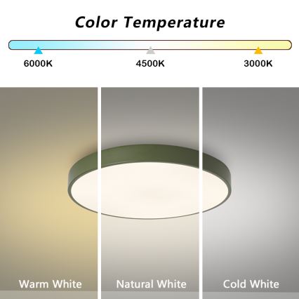 Brilagi - Ściemnialny plafon sufitowy POOL LED/36W/230V 3000-6000K Ø 30 cm zielony + pilot zdalnego sterowania