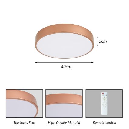 Brilagi - Ściemnialna oprawa sufitowa LED POOL LED/48W/230V 3000-6000K śr. 40 cm brązowa + pilot zdalnego sterowania