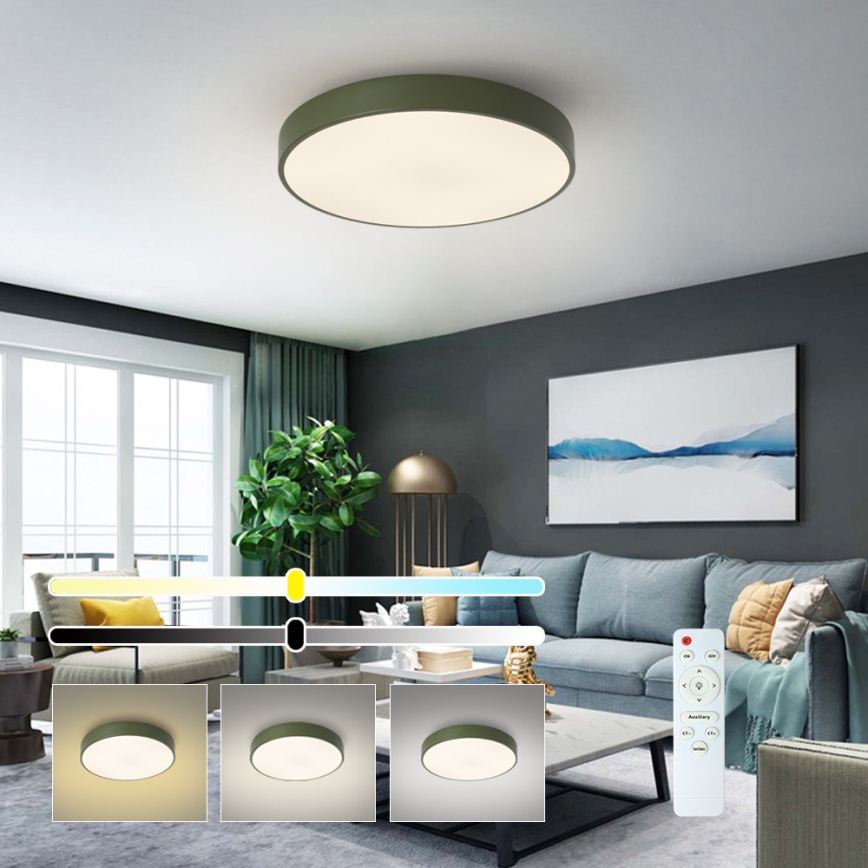 Brilagi - ściemnialna oprawa sufitowa POOL LED/60W/230V 3000-6000K śr. 50 cm zielona + pilot zdalnego sterowania