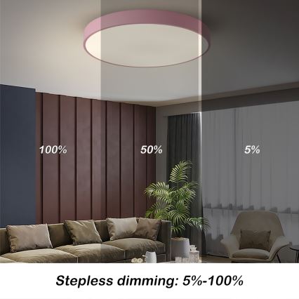 Brilagi - Ściemnialna lampa sufitowa LED POOL 60W/230V 3000-6000K śr. 60 cm różowa + pilot zdalnego sterowania