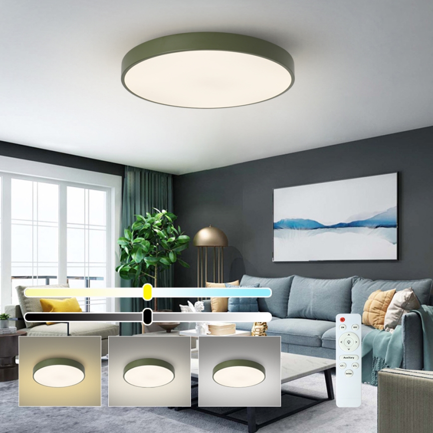 Brilagi - ściemnialna lampa sufitowa POOL LED/60W/230V 3000-6000K śr. 60 cm zielona + pilot zdalnego sterowania