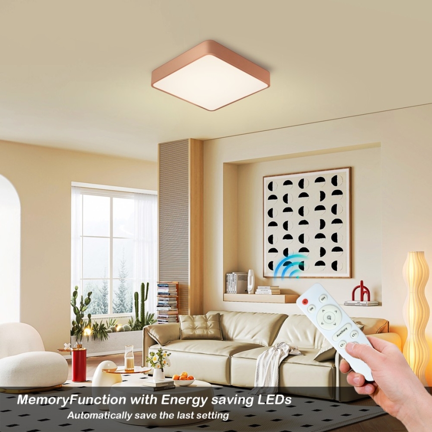 BRILAGI - LED Ściemnialna lampa sufitowa POOL SQUARE LED/48W/230V 3000-6000K 50x50 cm brązowa + zdalne sterowanie