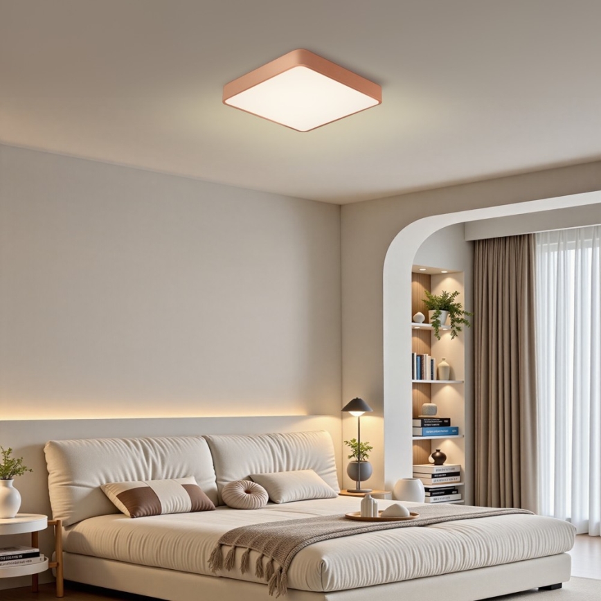 BRILAGI - LED Ściemnialna lampa sufitowa POOL SQUARE LED/48W/230V 3000-6000K 50x50 cm brązowa + zdalne sterowanie