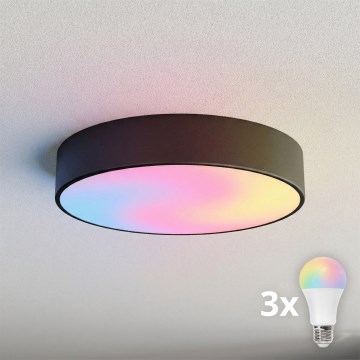 BRILAGI - ściemnialna oprawa sufitowa LED RGBW CLARE 3xE27/12W/230V 2700-6500K śr. 40 cm czarna