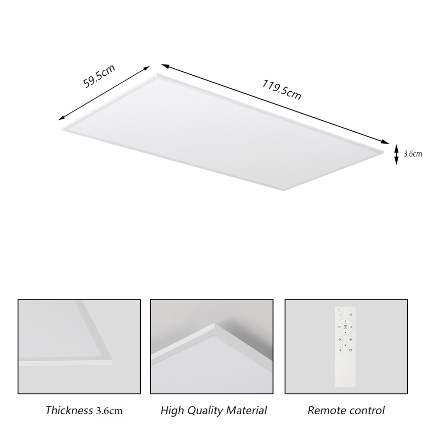 BRILAGI - Ściemnialna oprawa sufitowa SLIMFRAME LED/80W/230V 120x60 cm 3000-6000K biała + zdalne sterowanie (pilot w zestawie)
