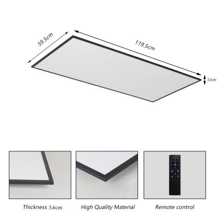 Brilagi - LED ściemnialna oprawa sufitowa SLIMFRAME LED/80W/230V 120x60 cm 3000-6000K czarna + pilot zdalnego sterowania