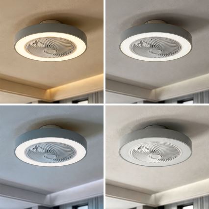 Brilagi - Lampa sufitowa LED ściemnialna z wentylatorem LED/38W/230V 3000-6500K 3000-6500K śr. 50 cm szara + pilot zdalnego sterowania