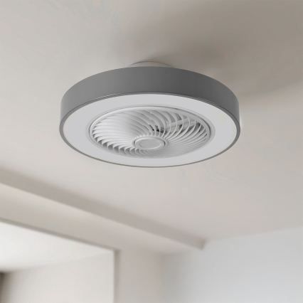 Brilagi - Lampa sufitowa LED ściemnialna z wentylatorem LED/38W/230V 3000-6500K 3000-6500K śr. 50 cm szara + pilot zdalnego sterowania