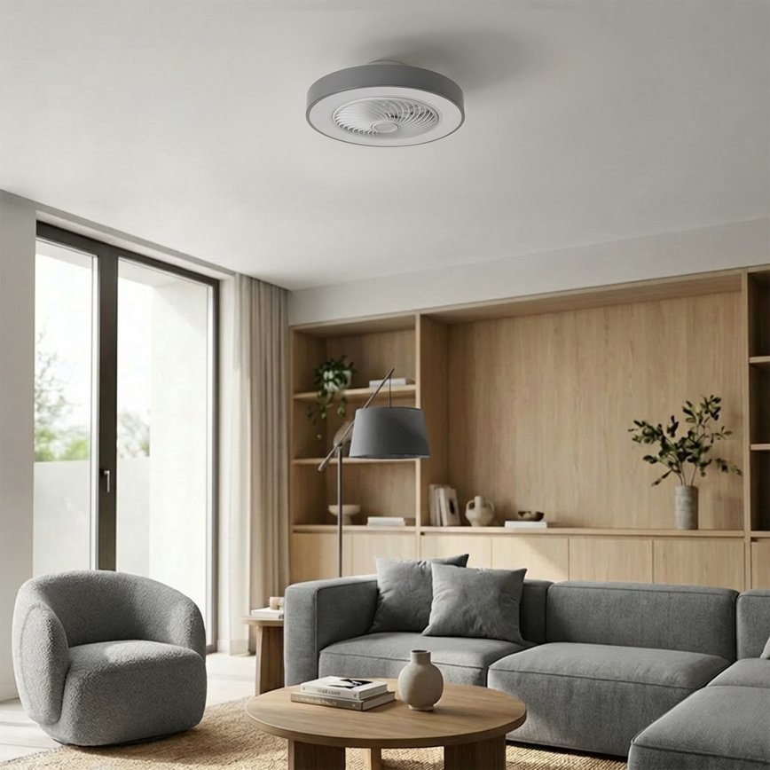 Brilagi - Lampa sufitowa LED ściemnialna z wentylatorem LED/38W/230V 3000-6500K 3000-6500K śr. 50 cm szara + pilot zdalnego sterowania