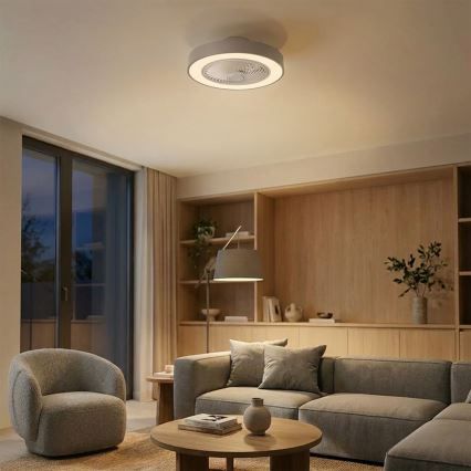 Brilagi - Lampa sufitowa LED ściemnialna z wentylatorem LED/38W/230V 3000-6500K 3000-6500K śr. 50 cm szara + pilot zdalnego sterowania