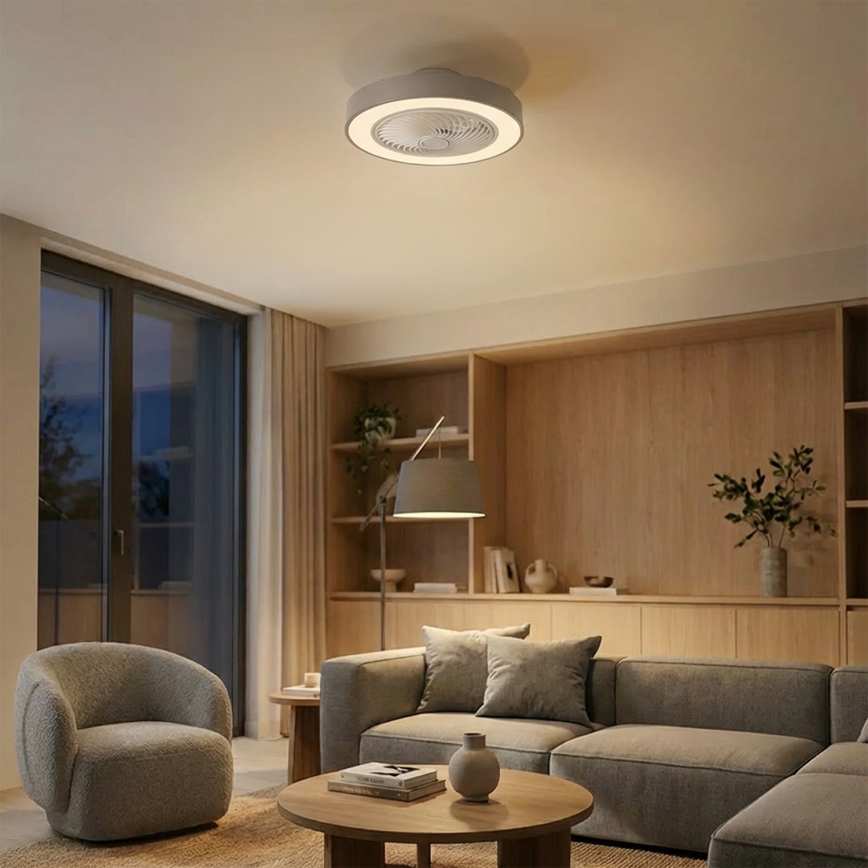Brilagi - Lampa sufitowa LED ściemnialna z wentylatorem LED/38W/230V 3000-6500K 3000-6500K śr. 50 cm szara + pilot zdalnego sterowania