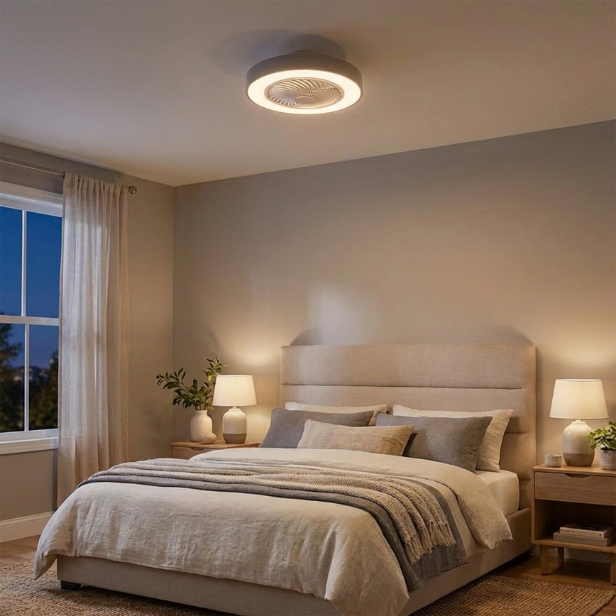 Brilagi - Lampa sufitowa LED ściemnialna z wentylatorem LED/38W/230V 3000-6500K 3000-6500K śr. 50 cm szara + pilot zdalnego sterowania
