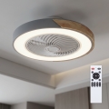 Brilagi - ściemnialna oprawa sufitowa LED z wentylatorem LED/38W/230V 3000-6500K 3000-6500K śr. 50 cm szary/dąb + pilot zdalnego sterowania