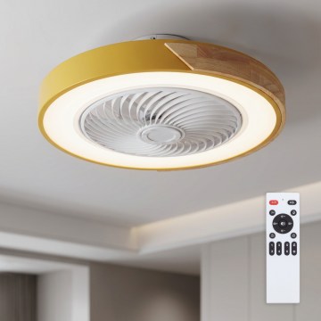 Brilagi - ściemnialna oprawa sufitowa LED z wentylatorem LED/38W/230V 3000-6500K 3000-6500K śr. 50 cm złoty/dąb + zdalne sterowanie