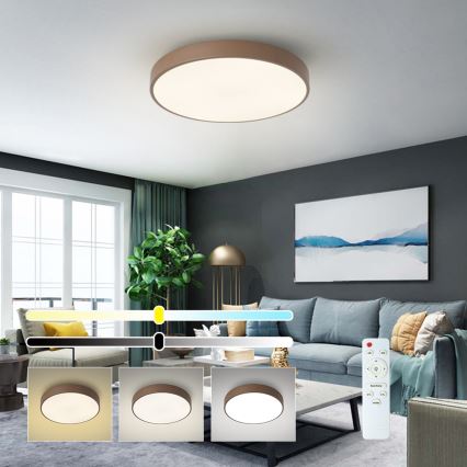 Brilagi - LED ściemnialna lampa sufitowa POOL LED/60W/230V 3000-6000K śr. 50 cm brązowa + pilot zdalnego sterowania