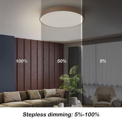 Brilagi - LED ściemnialna lampa sufitowa POOL LED/60W/230V 3000-6000K śr. 50 cm brązowa + pilot zdalnego sterowania