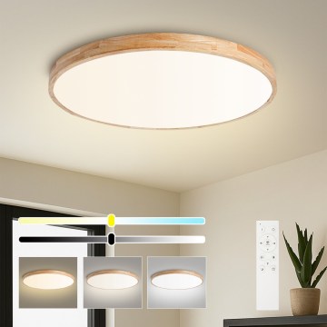Brilagi - Ściemnialna oprawa sufitowa WOODLINE LED/100W/230V 3000-6000K dąb śr. 80 cm + pilot zdalnego sterowania