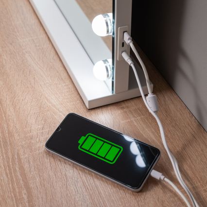 BRILAGI - LED Lustro do makijażu z regulacją jasności HOLLYWOOD LED/15W/230V CCT + 2x USB 55x77 cm białe