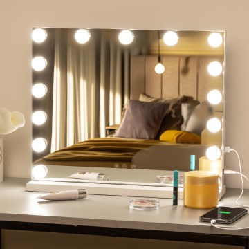 BRILAGI - ściemnialne LED lustro do makijażu HOLLYWOOD LED/15W/230V CCT + USB białe