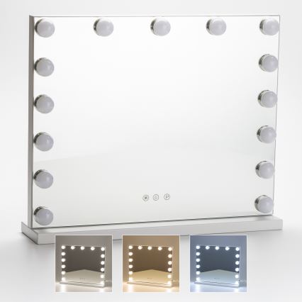 BRILAGI - ściemnialne LED lustro do makijażu HOLLYWOOD LED/15W/230V CCT + USB białe