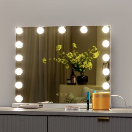 BRILAGI - ściemnialne LED lustro do makijażu HOLLYWOOD LED/15W/230V CCT + USB białe