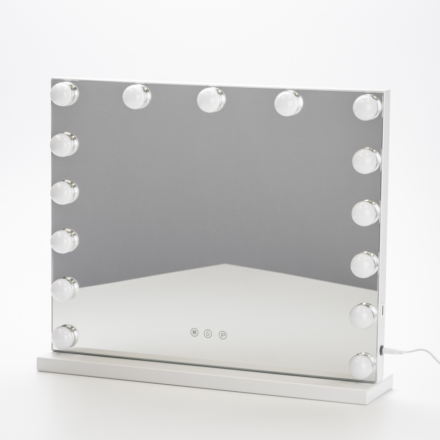 BRILAGI - ściemnialne LED lustro do makijażu HOLLYWOOD LED/15W/230V CCT + USB białe