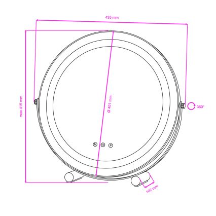 BRILAGI - Ściemnialne lustro do makijażu LED CALIFORNIA LED/17W/230V 3000/4000/6500K śr. 42 cm czarne