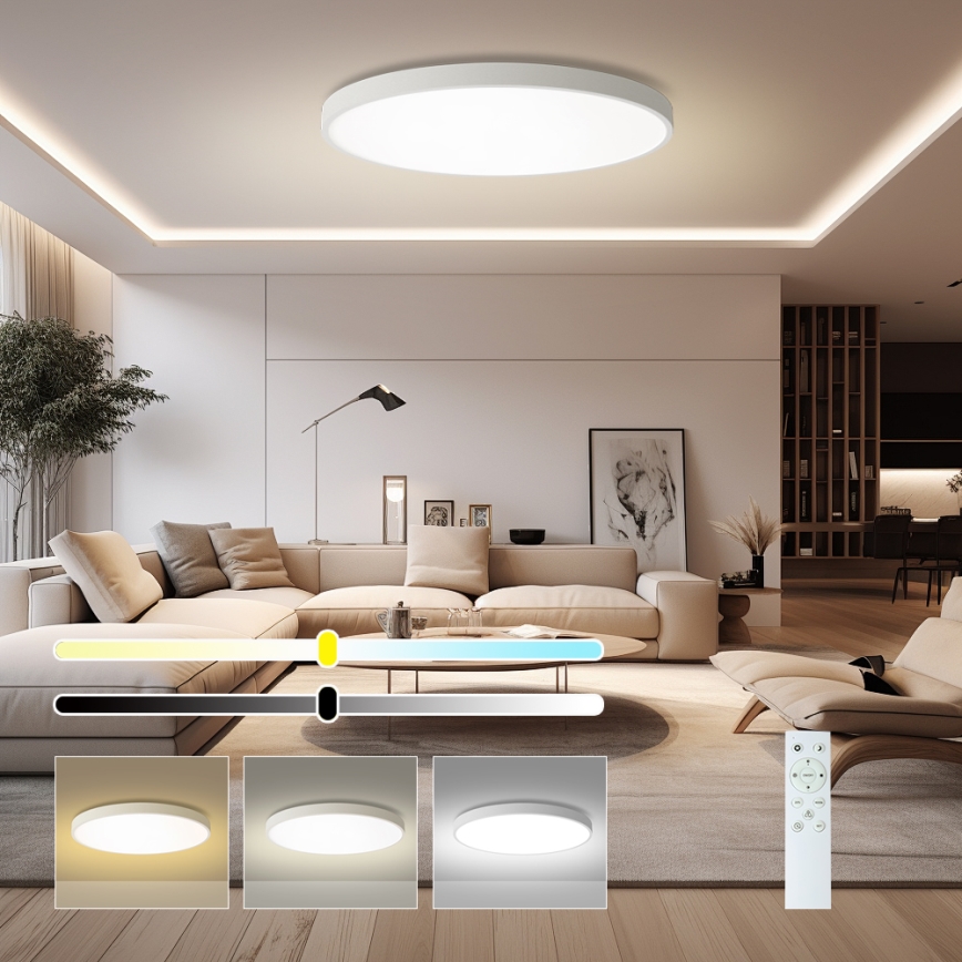 Brilagi - LED ściemnialna oprawa sufitowa POOL SMART LED/128W/230V 3000–6000K Ø 100 cm Wi‑Fi Tuya biała + pilot zdalnego sterowania