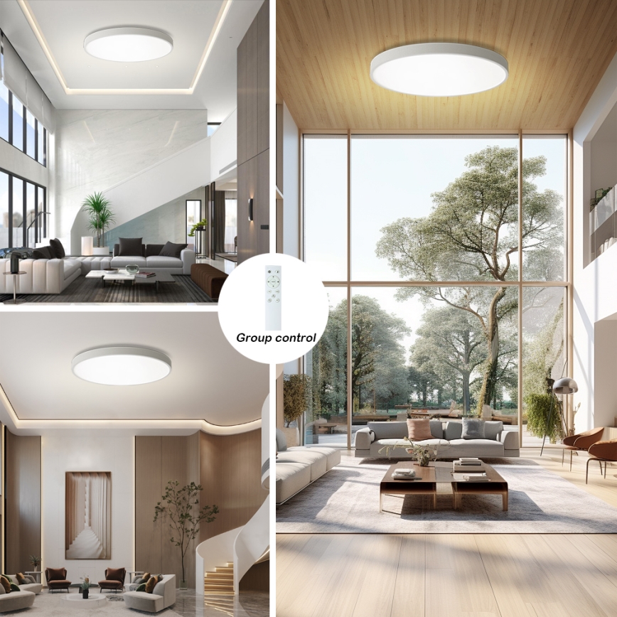 Brilagi - LED ściemnialna oprawa sufitowa POOL SMART LED/128W/230V 3000–6000K Ø 100 cm Wi‑Fi Tuya biała + pilot zdalnego sterowania