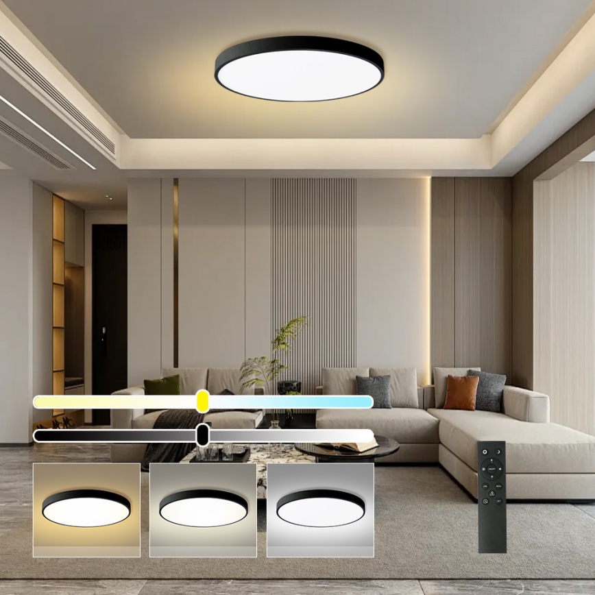 Brilagi - LED ściemnialna lampa sufitowa POOL SMART LED/128W/230V 3000-6000K śr. 100 cm Wi-Fi Tuya czarna + pilot zdalnego sterowania